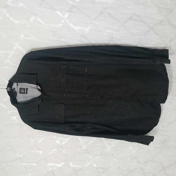 Volcom Shirt Size Mens XL Black Shacket Denim Pockets - Picture 3 of 9